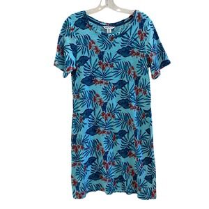 Tommy Bahama‎ Wmn's Tropical Vacation 100% Cotton Dress blue/red florals M NWOT